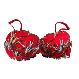 Pink Victorias Secret Red‎ Floral Bra 34D Date Push Up
